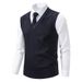 Men's Sweater Vest V-Neck Korean Style Waistle Slim-Fit Wool Vest Boys Solid Color Sleeveless Sweater Spring And Autumn_voghion.com