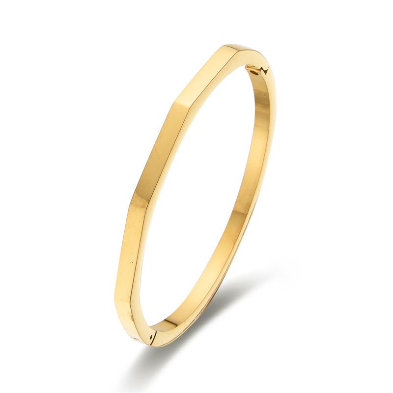 Braccialetti e braccialetti Classico Semplice Colore Solido Angolare Bracciale in acciaio inossidabile Personalizzato Colore Solido Diamante Angolare Geometrico_voghion.com