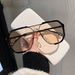 2024 New Fashion Dual Beam Integrated Sunglasses Korean Edition Personalized Large Frame Decorative Flat Mirror Instagram Sunshade Sunglasses_voghion.com