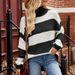 Women's Casual Long Sleeve Halloween Sweater Pumpkin Striped V Knitted Cardigan_voghion.com