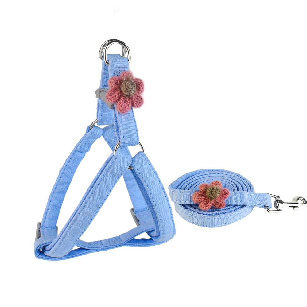 Haustierprodukte Wollblumen-Haustierleine Hundegeschirr Katzenleine Verstellbare einfarbige Hundeleine Heimtierbedarf_voghion.com
