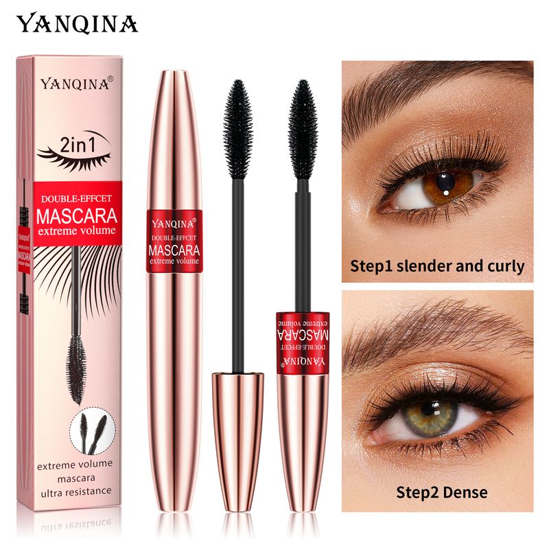 Machiaj de ochi YANQINA cu efect dublu, două în unu, subțire, negru, rezistent la apă, natural, gros, creț, care nu se întinde, colorat_voghion.com