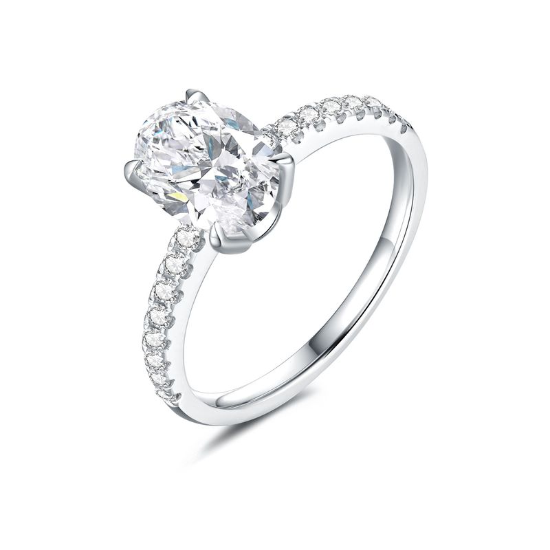 Classic Gold Inlaid Cultured Diamond Ring Engagement 1.1 Carat Real Diamond Platinum Ring K Gold Ring Empty Support_voghion.com