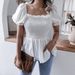 Zomer Nieuwe Casual Lantaarnmouw Zoom Ruffle Chiffon Blouse Dameskleding_voghion.com