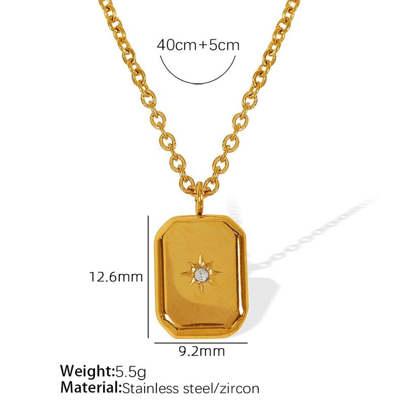 Collana da donna in acciaio placcato in titanio con catena a clavicola in zircone a forma di stella a otto punte con goccia d'acqua geometrica di lusso_voghion.com