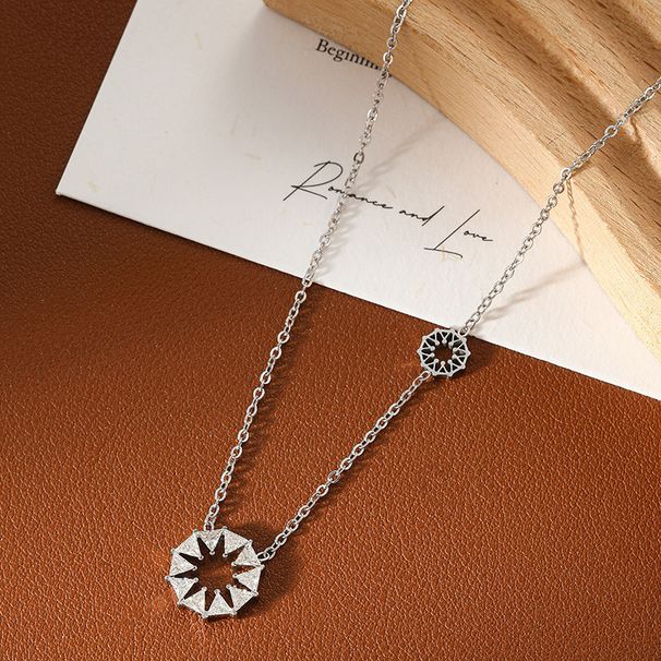 Ciondolo scintillante triangolare rotondo, design semplice e di nicchia, collana in acciaio inossidabile di alta qualità_voghion.com