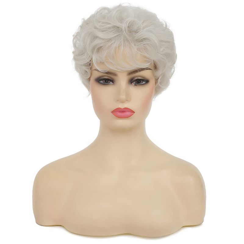 Synthetic Clip-in New Wigs Ladies White Layered Short Curly Wigs Spot Wig_voghion.com