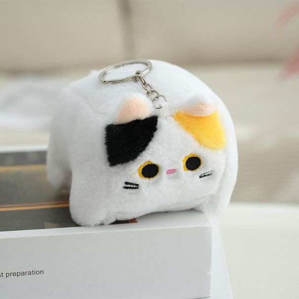 Cat Keychain Fluffy Adorable Plush Toy Soft Cartoon Square Kitty Bag Charm_voghion.com