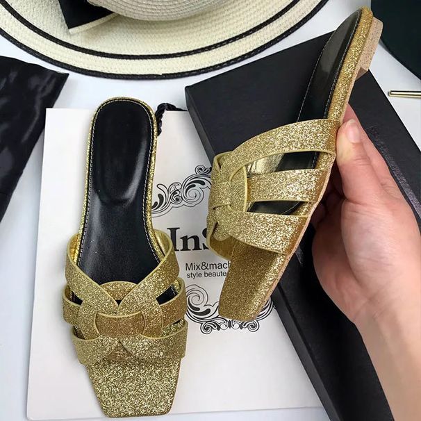 Slides Kadın L Baş Deri Klasik Tek Kelime Soğuk Terlik Yüksek Kalite_voghion.com