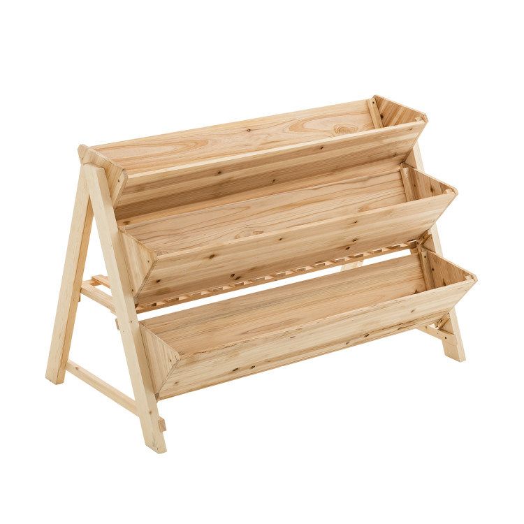 3 Tier Wooden Vertical Raised Garden Bed with Storage Shelf_voghion.com