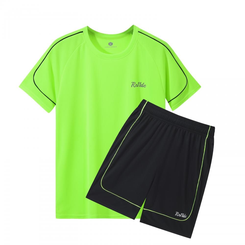 Sportstøjsæt til mænd, lavet af polyester, ultratyndt sommertøj, høj elasticitet, afslappet, hurtigtørrende, todelt herresæt_voghion.com