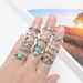 Set di gioielli da donna, anello in lega turchese alla moda, combinazione di anelli turchesi_voghion.com