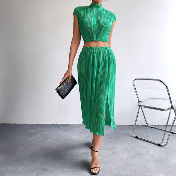 Elegant Slit Sleeveless Slim Top Two-Piece Summer Sexy Skirt Set For Women_voghion.com