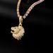 Punk Hip-Hop Wolf Head Lion Head Necklace Pendant Men's Collarbone Chain Trendy Brand All-Match Personalized Accessories_voghion.com