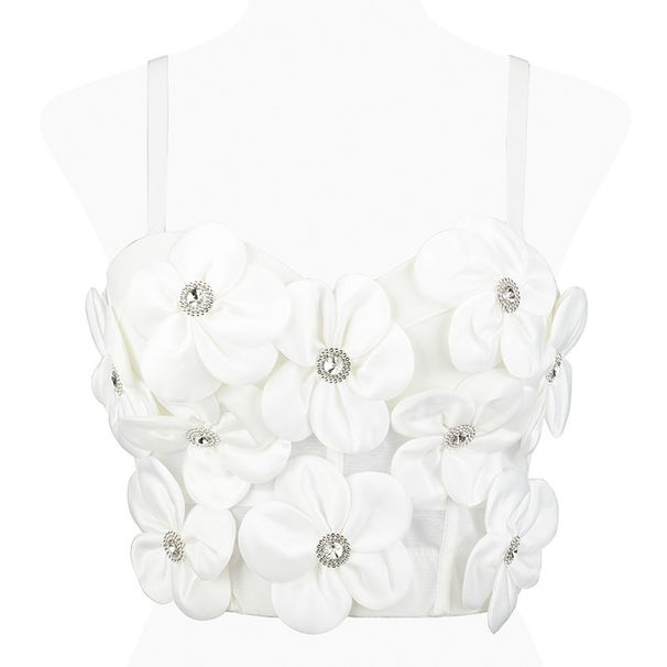 Paprastas trimatis gėlėtas megztinis, netaisyklingas trumpas, plonas, saldaus stiliaus kamzolis_voghion.com