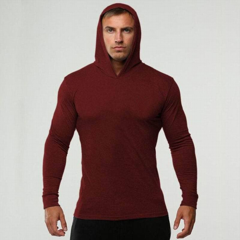 Felpa con cappuccio a maniche lunghe da uomo, tinta unita, per autunno e inverno, traspirante, per allenamento e corsa indoor._voghion.com