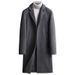Płaszcz męski ze 100% wełny – jednorzędowy, długi płaszcz z metalowymi akcentami (czarno-szary, rozmiary M-3XL)_voghion.com