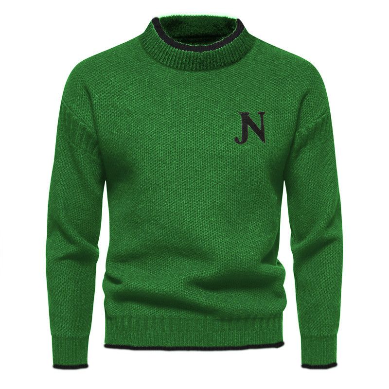 Sweater Autumn/Winter New European Size Casual Round Neck Printed Men's Bottom Knitwear_voghion.com