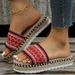 Women's fashion wedge sandals women's fish mouth wedge heels woven hemp rope thick bottom comfortable sponge slippers_voghion.com