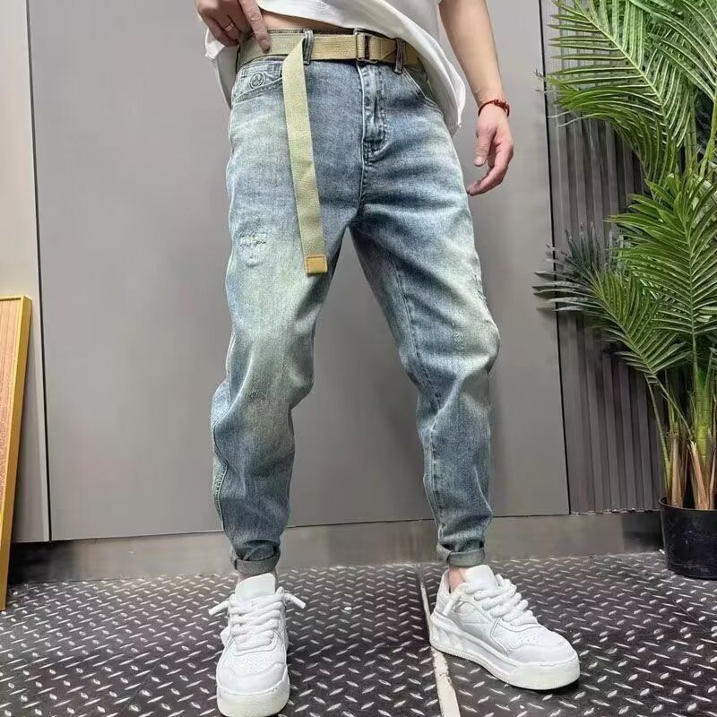 Men's Clothing Carefully selected 2024 spring and summer pants men's cool jeans trendy Korean denim slim straight skinny trousers_voghion.com
