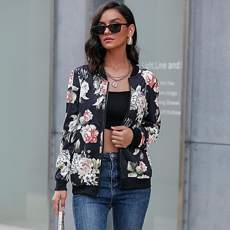 European and American fashion jackets women's printed jackets baseball uniforms_voghion.com