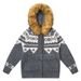 Fair-Isle-Strickjacke mit Kapuze für Damen und Herren – Vintage-Muster im nordischen Stil, kuscheliges Fleecefutter, Unisex-Pullover im Oversize-Stil (Grau, Beige)_voghion.com