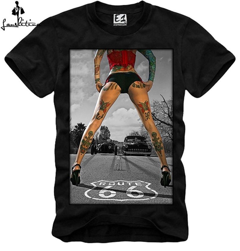 lässiges T-Shirt für Herren, sexy Tattoo Hot Rod Pin Up Disobey Rockabilly DC, schwarz, modisches Herrenhemd_voghion.com