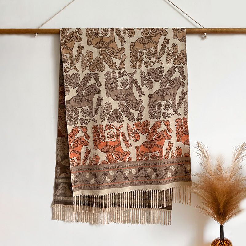 Sciarpe da donna in stile etnico, scialle invernale, foto da viaggio, sciarpa calda con nappe in cashmere, vendita all'ingrosso_voghion.com