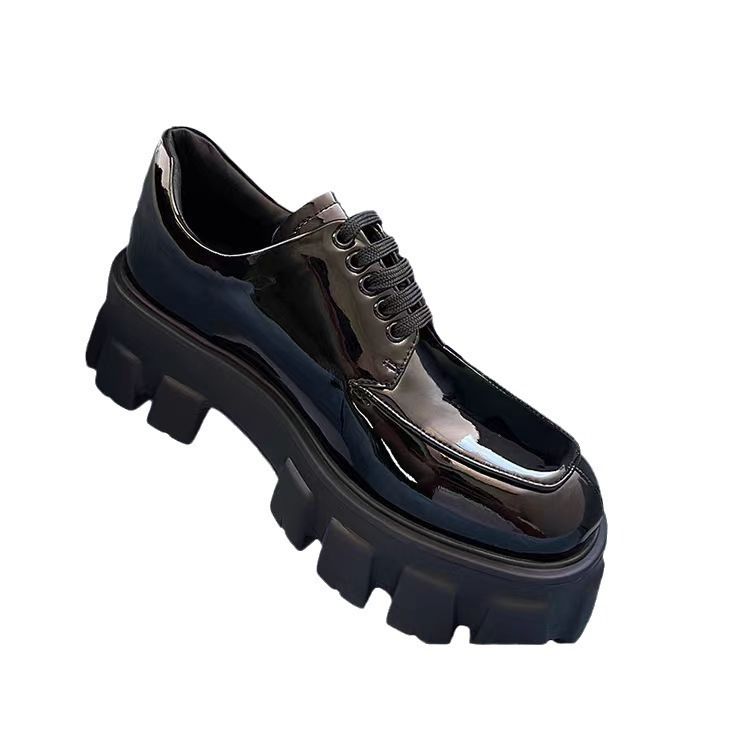 24 Nova Família P Primavera/Verão Pão Grosso Fundo Frente Lefu Cor Sólida Destacando Renda Alta Cabeça Redonda Couro Pequeno_voghion.com