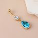 Teardrop Blue Topaz Belly Ring - 316L Surgical Steel Body Jewelry, Dainty Gemstone (14G/16G, Hypoallergenic, Gift Box)_voghion.com