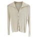 Women's Turn-Down Collar Knitted Long Sleeve Top - Soft Loose Fit Casual Blouse For Autumn & Spring_voghion.com