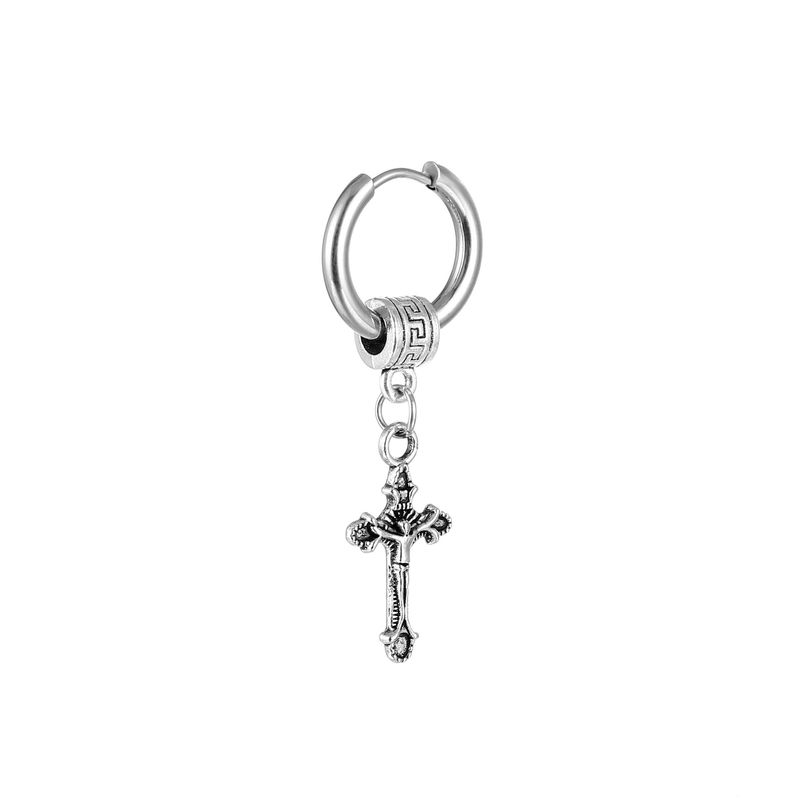 Orecchini pendenti in acciaio inossidabile con linea rotonda in titanio liscio e curvo Coil Trendy Jewelry_voghion.com
