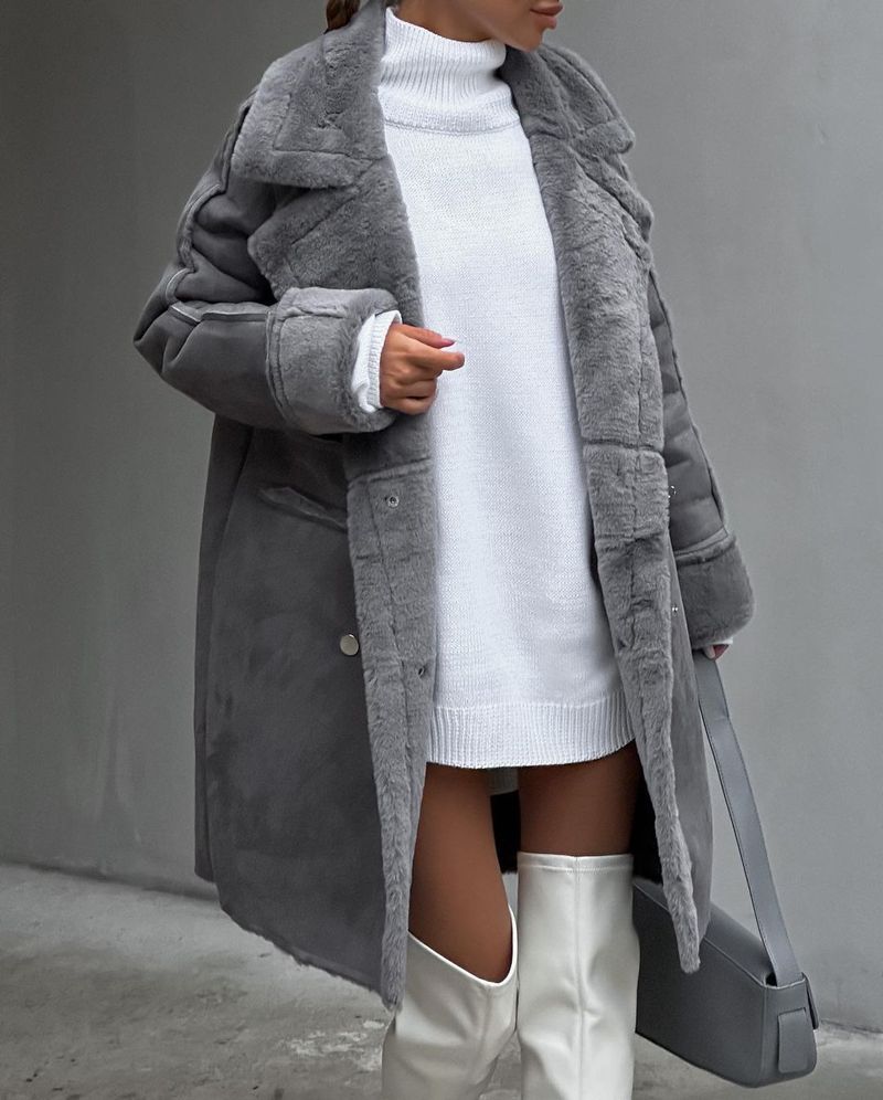 Wanter Pelz Suede Mantel Kostüm Kraang Cardigan Long Sleeve Plüsch Jacket_voghion.com