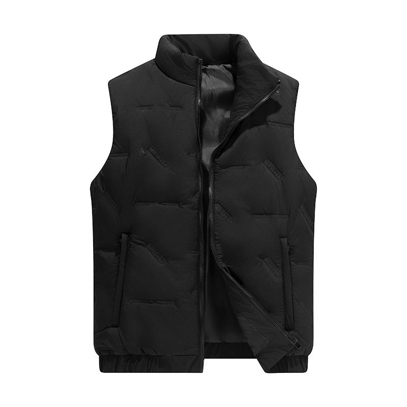 ​Herren-Winter-Steppweste, leichte, warme Arbeitsjacke, einfarbiger, ärmelloser Mantel mit Stehkragen, wattierte Weste in Übergröße für Outdoor-Aktivitäten​_voghion.com