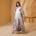 Elegant Muslim Abaya Dress With Floral Print, Beading & Rhinestones – V-Neck, Turn-Up Sleeves, Comfortable Long Maxi Dress For Women_voghion.com
