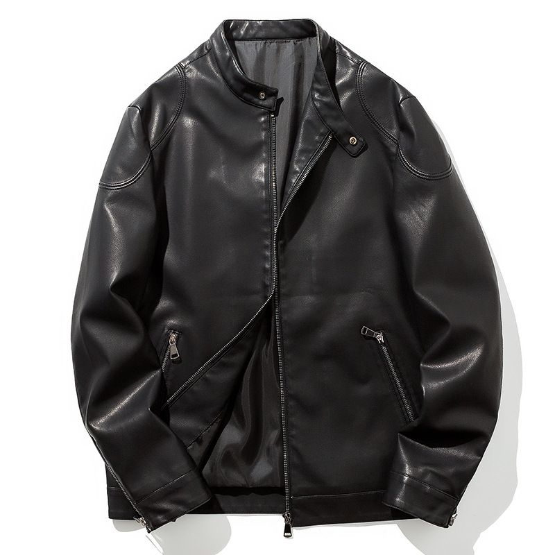 Veste en cuir ciré souple God of War Locomotive, printemps-automne 2025, veste fluide à col montant magnétique et microprofil, marques de la guerre de Corée anciennes_voghion.com