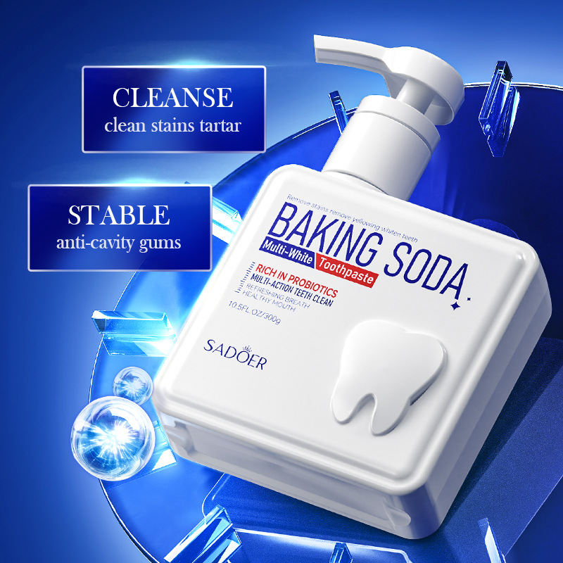 Pump Toothpaste SADOER Baking Soda Probiotics Clean Teeth Oral Freshness_voghion.com