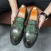 2023 New Large Size Double Pin Buckle Loafers For Men Patent Leather Glossy Thick Heel Platform Height Increasing_voghion.com
