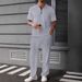 Texturiertes gestricktes Poloshirt, kurzärmeliger Hosenanzug für Herren, zweiteiliges Set_voghion.com