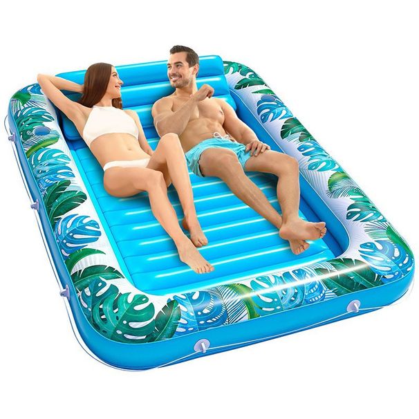 Inflatable Tanning Pool Adult Soaking Water Floating Bed Lawn Water Toy Luminous LED Water Sofa Sunshade Floating Bed_voghion.com
