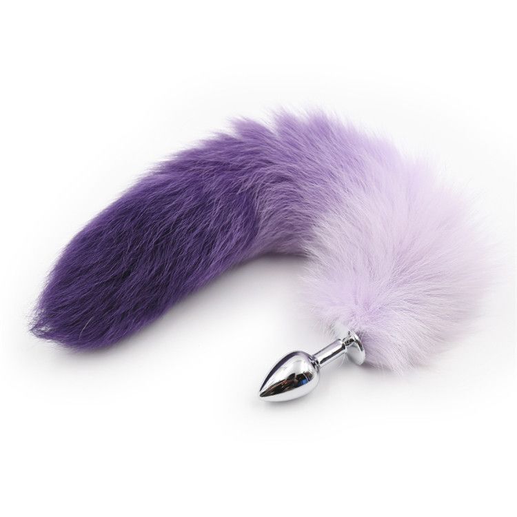 Prodotti sessuali Bondage Capelli artificiali colorati Plug anale Coda Viola Rosa Giocattoli sessuali Giocattoli di coppia in metallo_voghion.com