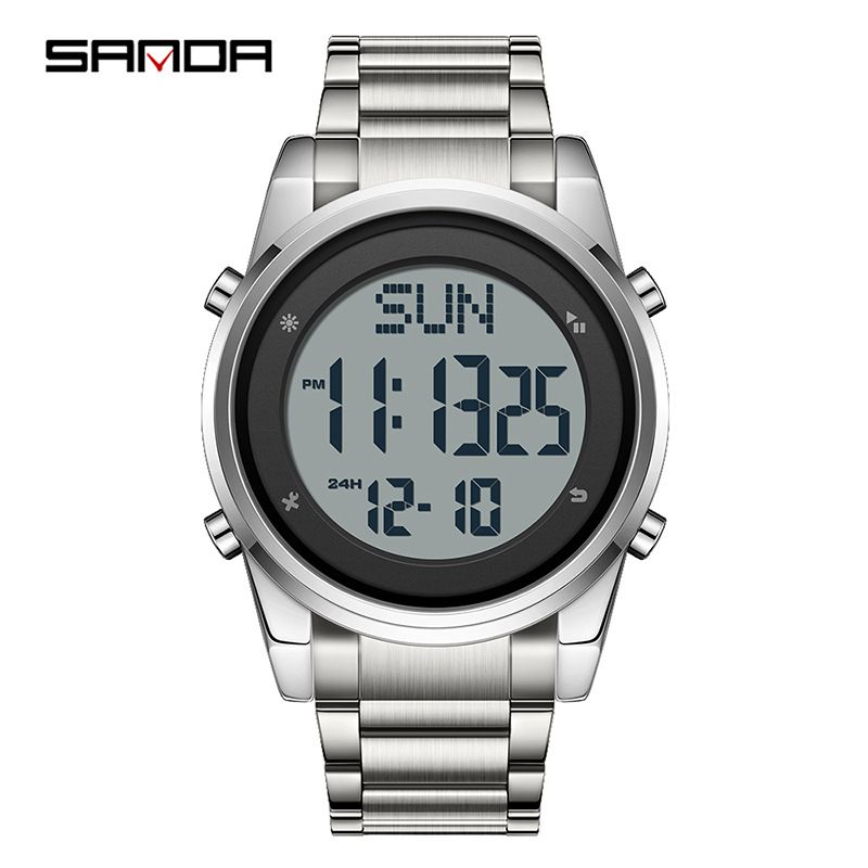Sanda Watch Junior High School Students Men's Watch Single Display Luminous Waterproof Alarm Clock Watch_voghion.com