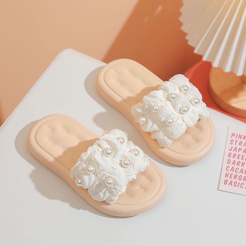 Summer children's slippers princess style pearl girls cool slippers soft bottom outside breathable little girl one-word slippers_voghion.com