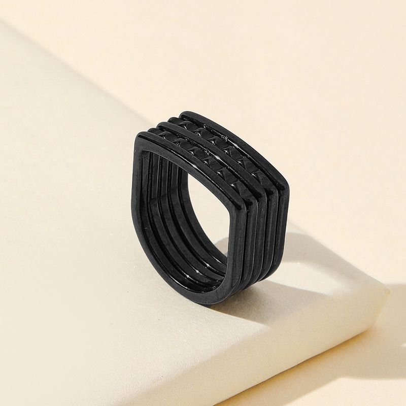 Simple and atmospheric stainless jewelry with five layers of serrated polygonal U-shaped titanium steel ring_voghion.com