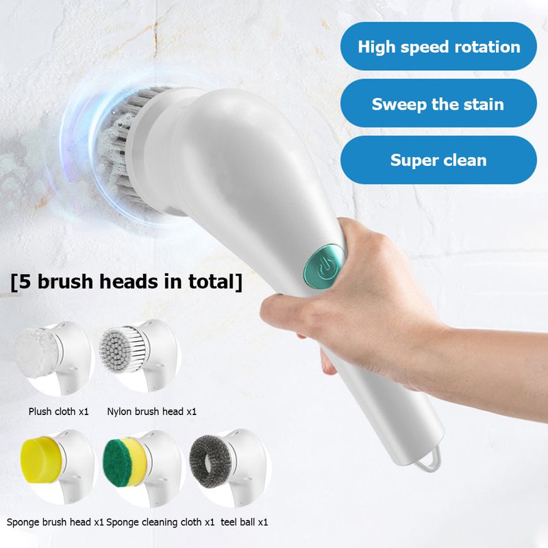 5pcs Cleaning Practical Bathroom Kitchen Electric Clean Brush Heads Convenient Accessories Home Washing Tools_voghion.com