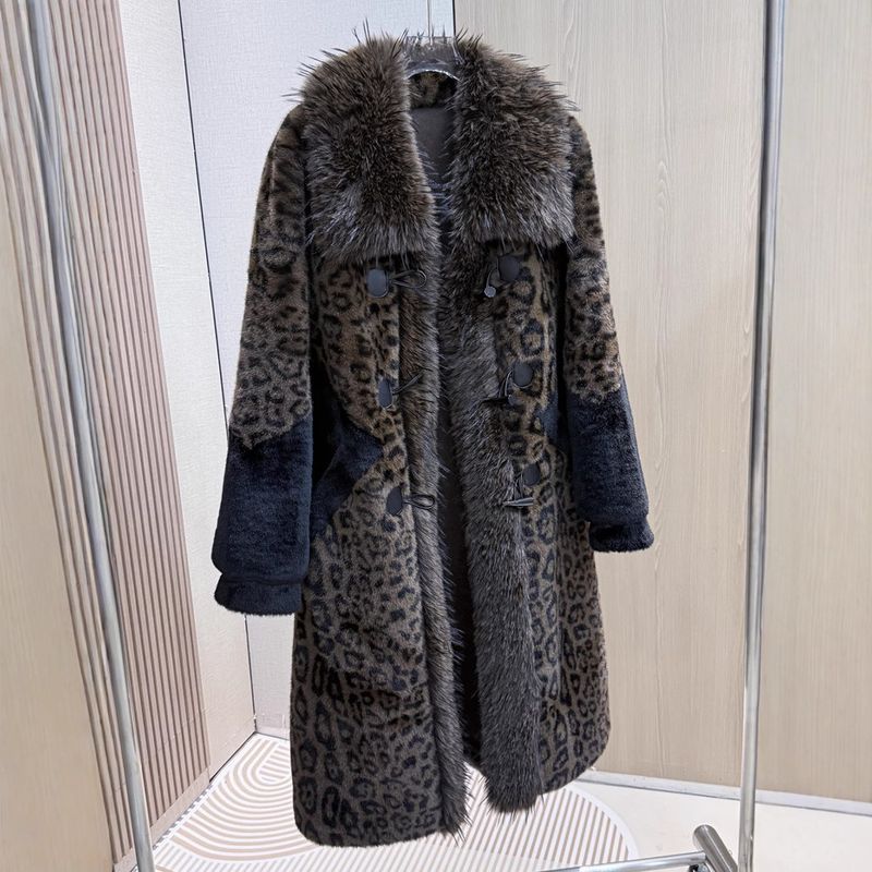 Luxury Long Winter Coat With Eco-Friendly Faux Fur & Leopard Print – Elegant & Versatile Women's Outerwear For Cold Weather​_voghion.com