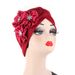 Modischer dekorativer Turban-Hut, indischer Hut, Patch-Mesh-Pullover mit drei Blumen_voghion.com