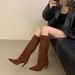 Fashion Pointed Toe Simple Elegant Solid Color Straight 2025 New Versatile High Heel Boots For Women_voghion.com