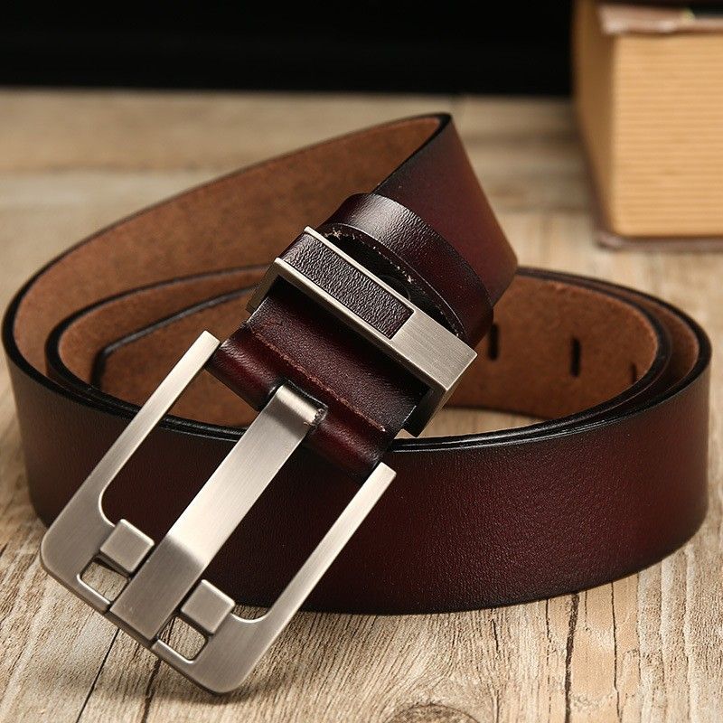 New belt men's retro pinhole buckle genuine leather cowhide belt casual business versatile belt_voghion.com