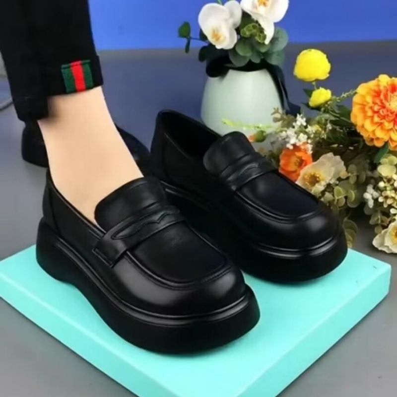 Slip-on Autumn Thick Bottom Soft Bean Loafers_voghion.com